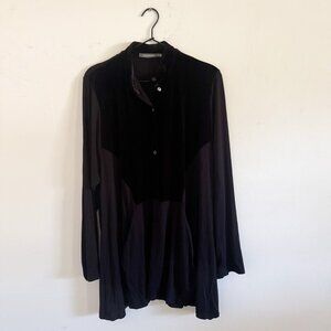 Alembika Black Velvet Pocket Tunic Blouse 2/M